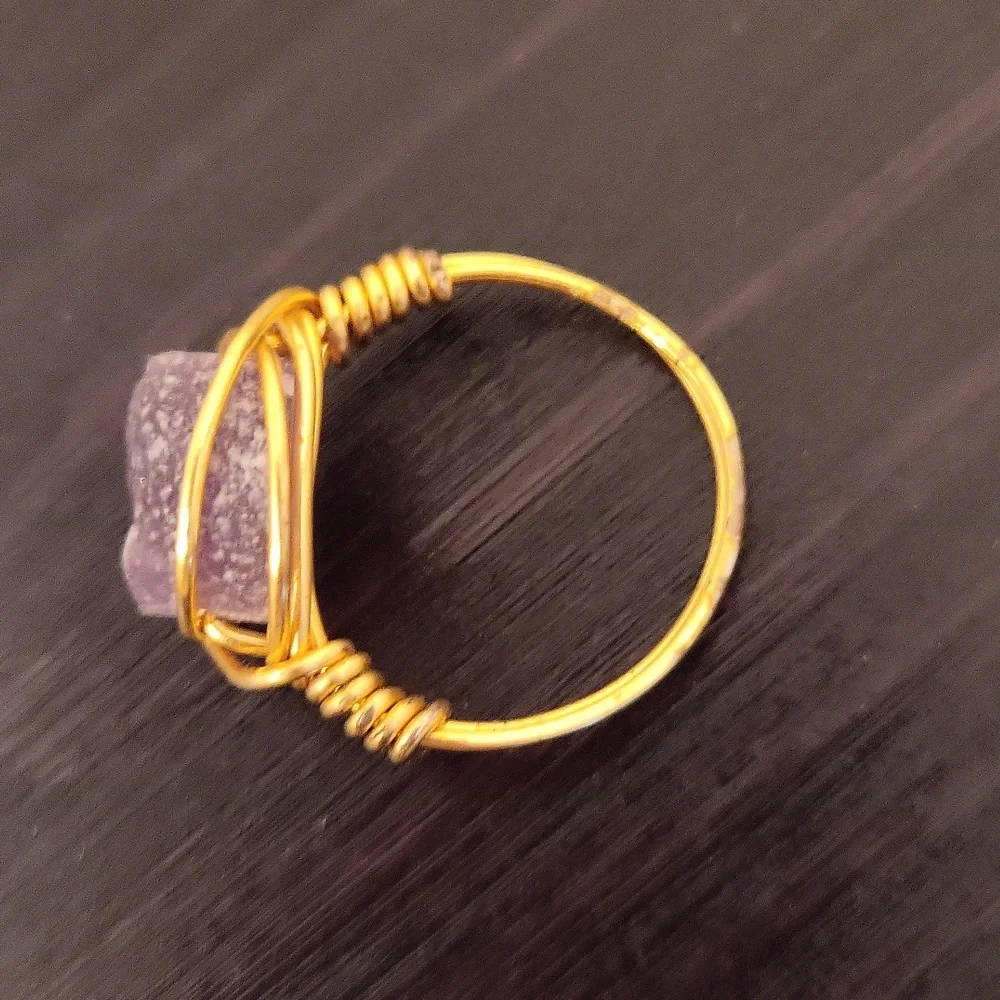 Raw Amethyst Gemstone Wire Wrap Ring